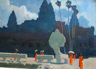 Кабанов В.П. Монахи у храма Ангкор-Ват 1969 год
