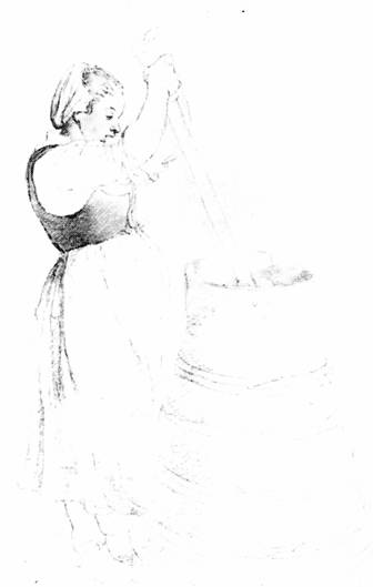 Рисунок П. Рубенс. Крестьянка та работой. Карандаш с подцветкой 